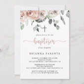 Klassieke ustroze roze roze kalligrafie Baptisme Kaart (Voorkant)