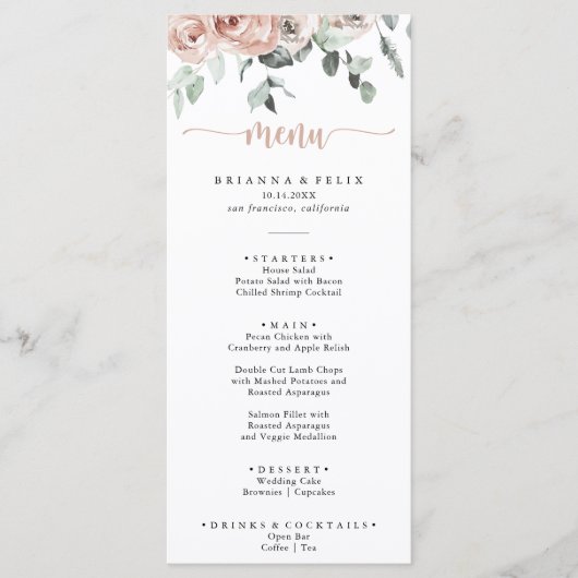 Klassieke ustroze roze roze menu (Voorkant)