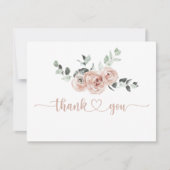 Klassieke ustroze roze roze platte bruiloft bedankkaart (Voorkant)