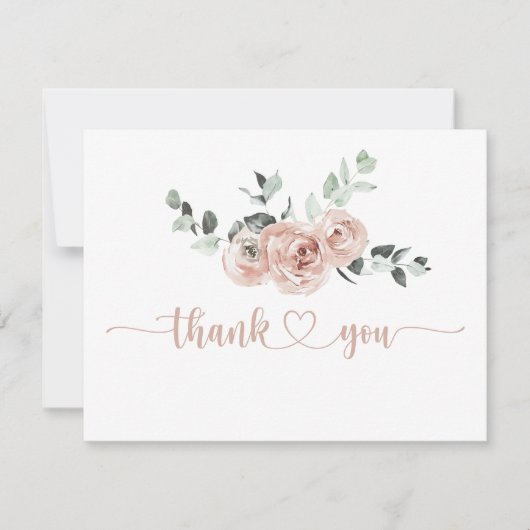 Klassieke ustroze roze roze platte bruiloft bedankkaart (Voorkant)