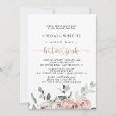 Klassieke ustroze roze rozenbek Mitzvah Kaart (Voorkant)