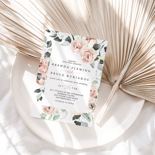 Klassieke usty roze roze Casual bruiloft Kaart