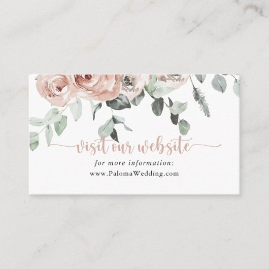 Klassieke usty roze roze website voor bruiloft informatiekaartje (Voorkant)