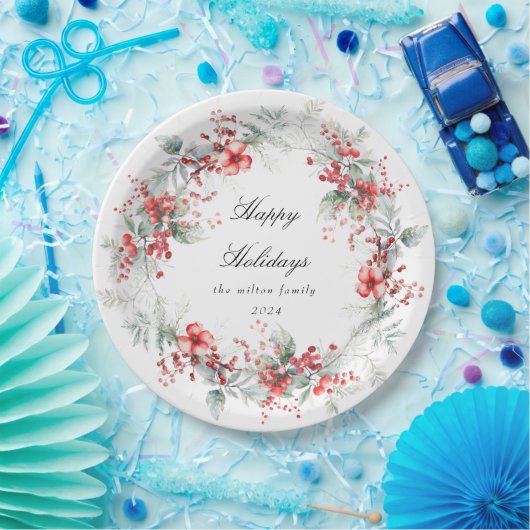 Klassieke vakantie bessen Monogram Papieren Bordje (Feest)