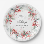 Klassieke vakantie bessen Monogram Papieren Bordje (Voorkant)