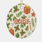 Klassieke Vakantie Bloemen Pinetrees Keramisch Ornament (Links)
