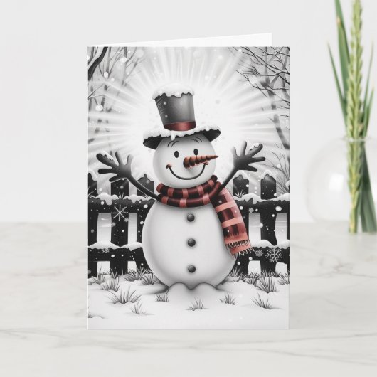 Klassieke Vakantie Cheer Snowman Feestdagen Kaart (Voorkant)