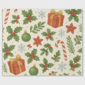Klassieke  vakantie grillige Boho Floral Pine Cadeaupapier (Vlak)
