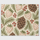 Klassieke  vakantie grillige Pinecone Cadeaupapier (Vlak)