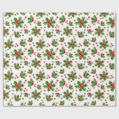 Klassieke vakantie Holly Tree bladeren bessen patr Cadeaupapier (Vlak)