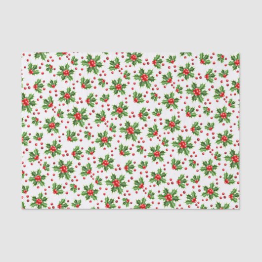 Klassieke vakantie Holly Tree bladeren bessen patr Tissuepapier (Voorkant)