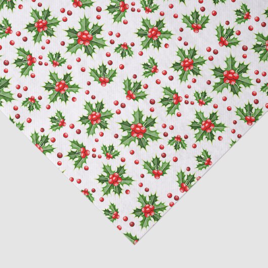 Klassieke vakantie Holly Tree bladeren bessen patr Tissuepapier (Detail)