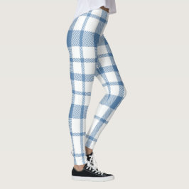 Klassieke Vakantie Kerst Blauw Wit Plaid Leggings