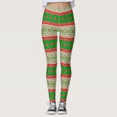 Klassieke vakantie Mandala in rood, groen en goud Leggings (Voorkant)