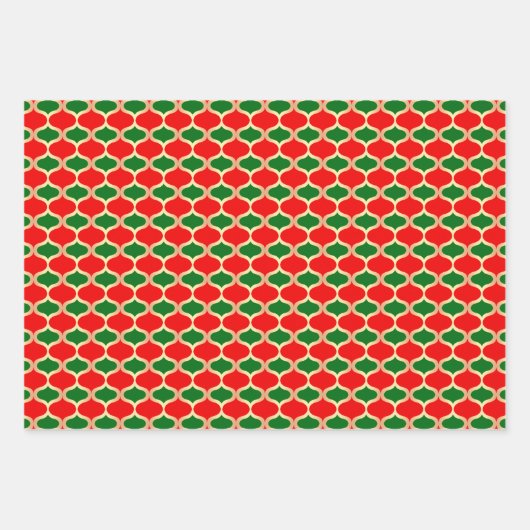 Klassieke vakantie patronen rood groen en goud inpakpapier vel (Voorkant)