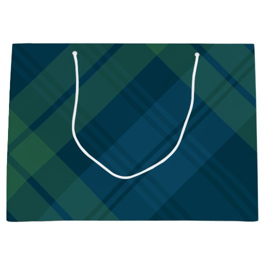 Klassieke vakantie plaid blauw groen Kerstmis Groot Cadeauzakje (Voorkant)