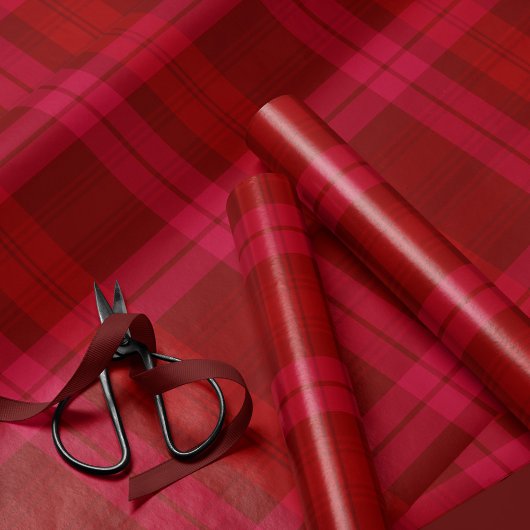 Klassieke vakantie plaid bold rood roze Kerstmis Cadeaupapier