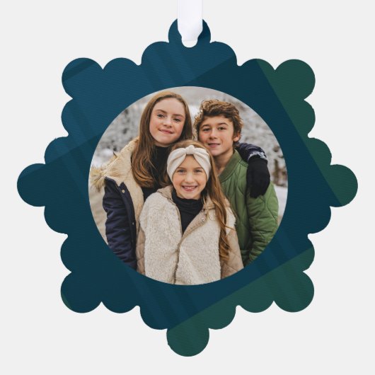 Klassieke vakantie plaid eenvoudige twee foto Kers Ornament Kaart (Achterkant)