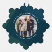 Klassieke vakantie plaid eenvoudige twee foto Kers Ornament Kaart (Voorkant)