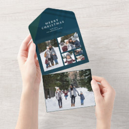 Klassieke vakantie plaid Kerstmis 6 foto trifold All In One Uitnodiging