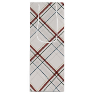 Klassieke vakantie plaid preppy neutrale Kerstmis Wijn Cadeautas