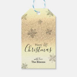 Klassieke vakantie sneeuwvlok faux gouden glitter cadeaulabel
