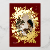 Klassieke vakantiebessen Foto Folie Uitnodiging (Voorkant)