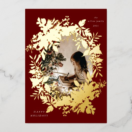 Klassieke vakantiebessen Foto Folie Uitnodiging (Voorkant)