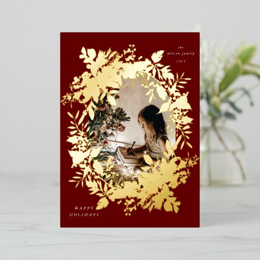 Klassieke vakantiebessen Foto Folie Uitnodiging (Staand Voorkant)