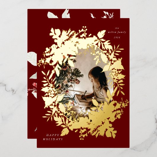 Klassieke vakantiebessen Foto Folie Uitnodiging (Voorkant / Achterkant)