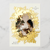 Klassieke vakantiebessen Foto Folie Uitnodiging (Voorkant)