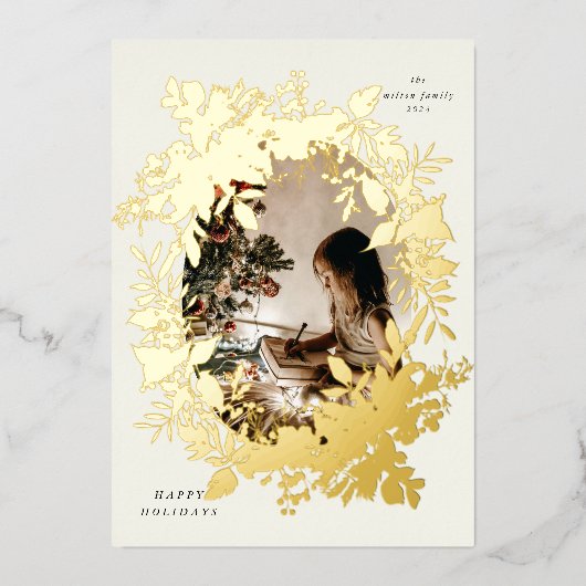 Klassieke vakantiebessen Foto Folie Uitnodiging (Voorkant)