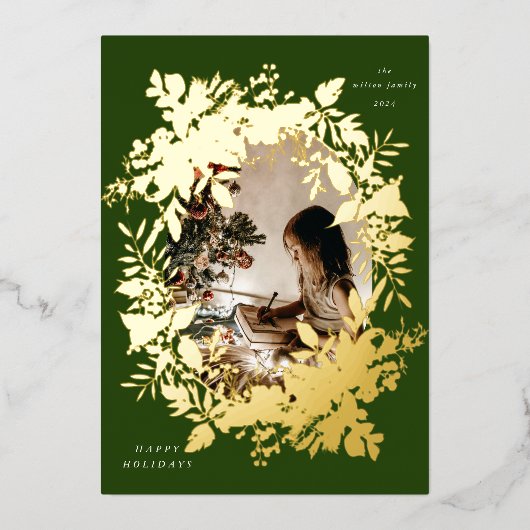 Klassieke vakantiebessen Foto Folie Uitnodiging (Voorkant)