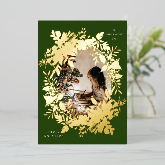 Klassieke vakantiebessen Foto Folie Uitnodiging (Staand Voorkant)