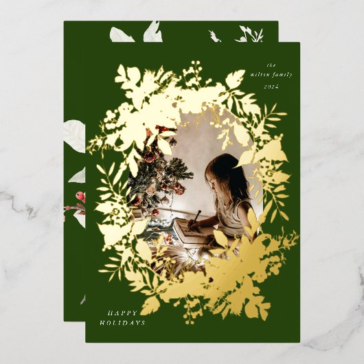 Klassieke vakantiebessen Foto Folie Uitnodiging (Voorkant / Achterkant)