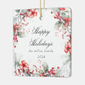 Klassieke vakantiebessen Foto Monogram Keramisch Ornament (Links)