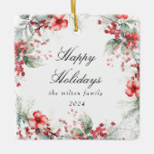 Klassieke vakantiebessen Foto Monogram Keramisch Ornament (Voorkant)