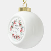 Klassieke vakantiebessen Foto Monogram Keramische Bal Ornament (Rechts)