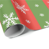 Klassieke vakantiestrepen – Rode & Groene Kerst Cadeaupapier (Rol Hoek)