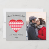 Klassieke Valentijn rood en roze argyle (grijs) Feestdagenkaart (Voorkant)