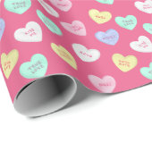 Klassieke Valentijnse Snoepjes harten Cadeaupapier (Rol Hoek)