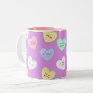 Klassieke Valentijnshartjes op Paars Tweekleurige Koffiemok