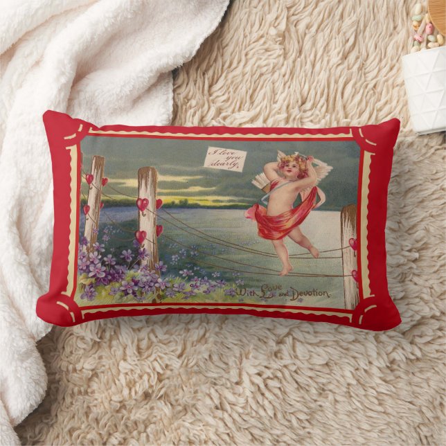 Klassieke valentijnskaart cupido kunst kussen (Deken)