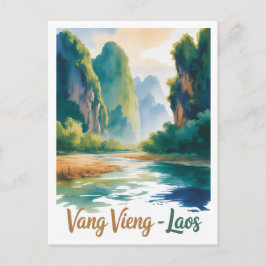 Klassieke Vang Vieng Laos Reis Kunst Briefkaart