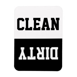 Klassieke Varsity Black/White Clean/Dirty Dishwasm Magneet