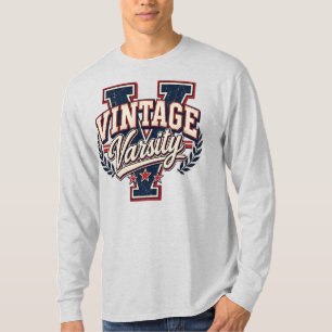 Klassieke Varsity Verversde Blokletter V T-shirt