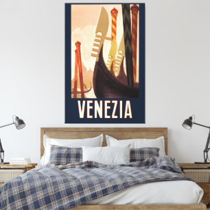 Klassieke Venezia Italië Reis Kunst Venetië Gondel Canvas Afdruk