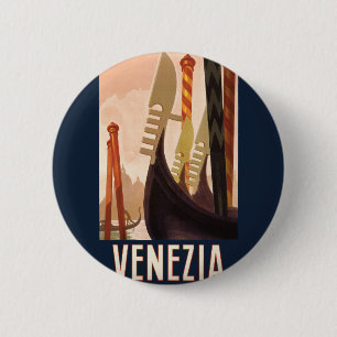 Klassieke Venezia Italië Reis Kunst Venetië Gondel Ronde Button 5,7 Cm