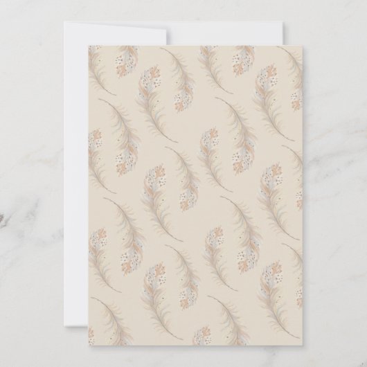 Klassieke Veren Boho Beige Trouw Save the Date Kaart (Achterkant)