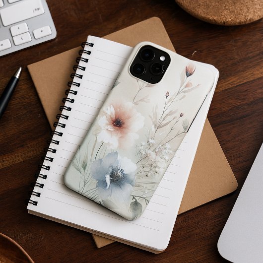 Klassieke verfijnde delicate waterverf bloemen Case-Mate iPhone case